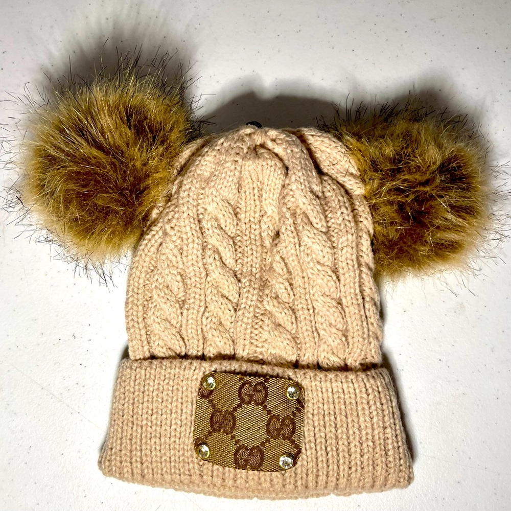 Double Pom Pom Upcycled Luxury Beanie